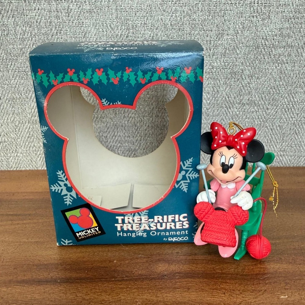 Disney Minnie Mouse Knitting Christmas Ornament Tree-Rific Treasures Box Vintage